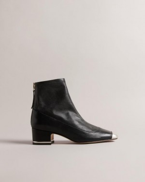 Botki Damskie Ted Baker Stretch Leather Czarne Polska | PL-LMZYX7930