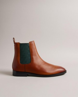 Buty Chelsea Męskie Ted Baker Patterned Elastic Brązowe Polska | PL-IWHVE4625