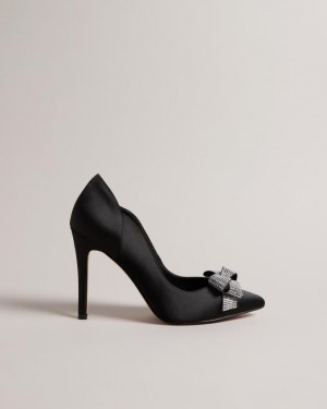 Buty Na Obcasie Damskie Ted Baker Crystal Bow Court Czarne Polska | PL-MJLFS2613