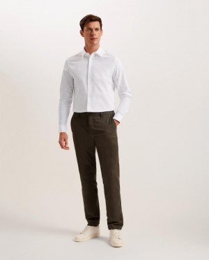 Koszule Męskie Ted Baker Long Sleeve Cotton Oxford Białe Polska | PL-WASLC4691