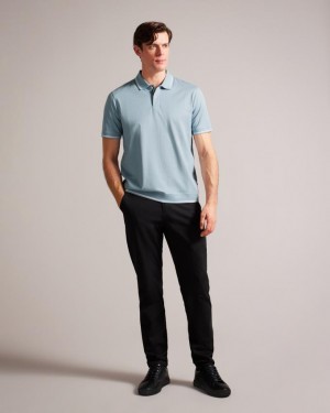 Koszulka Polo Męskie Ted Baker Regular Fit Textured Głęboka Niebieskie Polska | PL-JPTUX6180