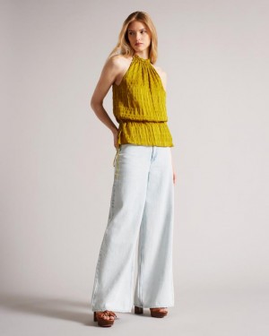 Najfatalniejszy Damskie Ted Baker Drawstring Waist Halter Żółte Polska | PL-ZYFTH8270