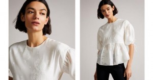 Najfatalniejszy Damskie Ted Baker Exaggerated Puff Sleeve Białe Polska | PL-HZVTX7109