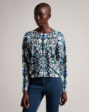 Najfatalniejszy Damskie Ted Baker Kaleidoscope Print Boxy Fit Niebieskie Polska | PL-WCPVI0865