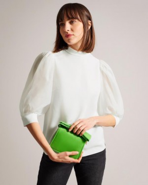 Najfatalniejszy Damskie Ted Baker Organza Volume Sleeve Białe Polska | PL-KOAXJ4569