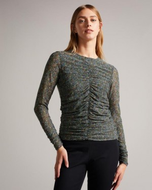 Najfatalniejszy Damskie Ted Baker Rouched Front Jersey Czarne Polska | PL-IEFYK2569