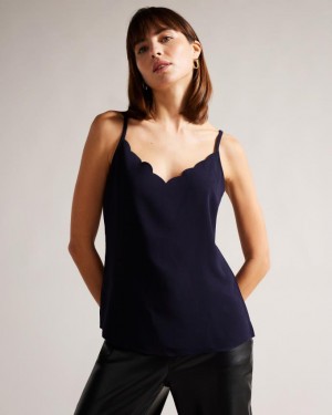 Najfatalniejszy Damskie Ted Baker Scallop Neckline Cami Granatowe Polska | PL-QYRNI9867