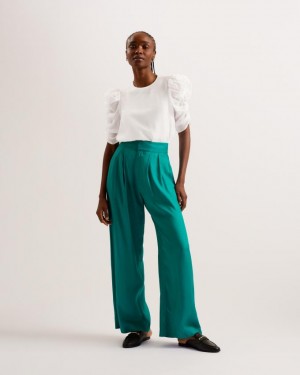 Najfatalniejszy Damskie Ted Baker Short Puff Sleeve Organza Białe Polska | PL-TPLFB3976