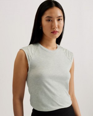 Najfatalniejszy Damskie Ted Baker Shoulder Gather Detail Vest Szare Polska | PL-TFUZC0368