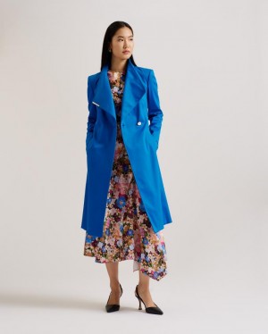 Płaszcz Damskie Ted Baker Midi Length Wrap Trench Niebieskie Polska | PL-IKXAC6059