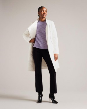 Płaszcz Damskie Ted Baker Midi Quilted Wrap With High Collar Białe Polska | PL-ROHKZ1906