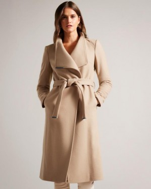 Płaszcz Damskie Ted Baker Wool Wrap Brązowe Polska | PL-EYZBF1407