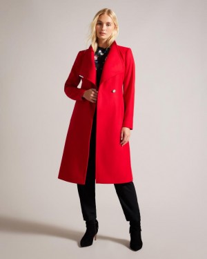 Płaszcz Damskie Ted Baker Wool Wrap Czerwone Polska | PL-WBZON5627