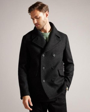 Płaszcz Męskie Ted Baker Short Wool Peacoat Szare Polska | PL-LRNXO6108