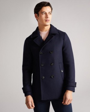 Płaszcz Męskie Ted Baker Wool Peacoat Granatowe Polska | PL-EYCIM6731