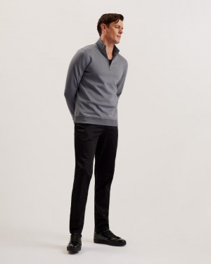 Pulower Męskie Ted Baker Half Zip Funnel Neck Szare Polska | PL-ZFGCA9157