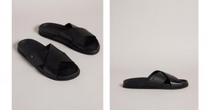 Sandały Męskie Ted Baker Leather Strap Czarne Polska | PL-BDMLZ2054