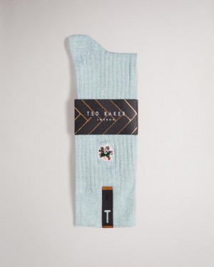 Skarpetki Męskie Ted Baker Flower Embroidery Głęboka Niebieskie Polska | PL-AZYSH0781