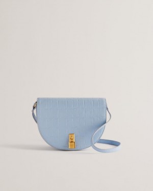 Skórzana Torebka Damskie Ted Baker Leather Padlock Saddle Niebieskie Polska | PL-SXAZT3415