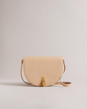 Skórzana Torebka Damskie Ted Baker Leather Padlock Saddle Szare Brązowe Polska | PL-IQEAP0516
