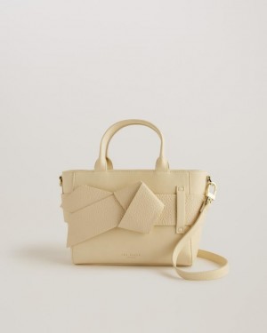 Skórzana Torebka Damskie Ted Baker Mini Knot Bow Faux Białe Polska | PL-XMRTU3789