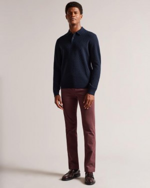 Spodnie Chinosy Męskie Ted Baker Slim Bordowe Polska | PL-JOVRS6307