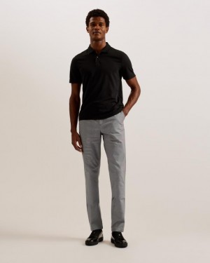 Spodnie Chinosy Męskie Ted Baker Slim Fit Textured Cotton Granatowe Polska | PL-ZTYSM7216