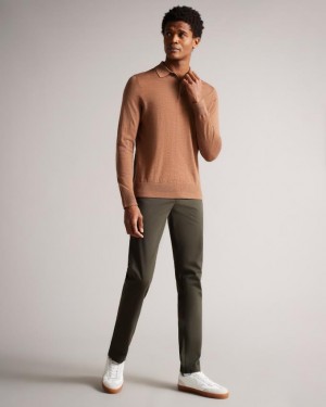 Spodnie Chinosy Męskie Ted Baker Slim Khaki Polska | PL-KCLFA9748