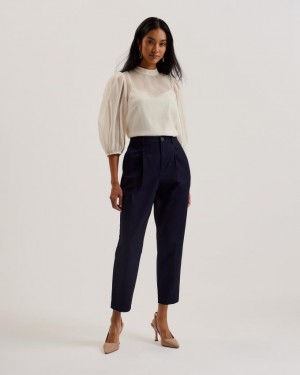 Spodnie Damskie Ted Baker High Rise Carrot Leg Ciemny Niebieskie Polska | PL-FTZOG5169