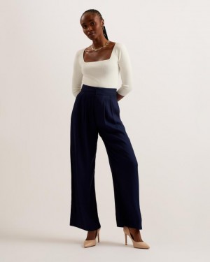 Spodnie Damskie Ted Baker Wide Leg Granatowe Polska | PL-LMJGD3902
