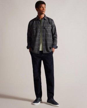 Spodnie Męskie Ted Baker Camburn Fit Corduroy Granatowe Polska | PL-JBMNE5142