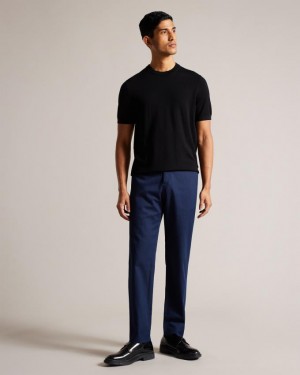 Spodnie Męskie Ted Baker Slim Fit Herringbone Granatowe Polska | PL-ELUFM4067