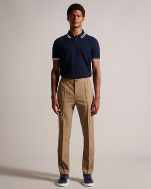 Spodnie Męskie Ted Baker Slim Fit With Drawcord Waist Szare Brązowe Polska | PL-IBONL0639
