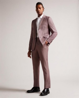 Spodnie Męskie Ted Baker Slim Fit Wool Różowe Polska | PL-PWTRX7265
