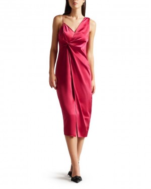 Sukienka Damskie Ted Baker Asymmetric Waist Detail Slip Różowe Polska | PL-ZPOXN7510