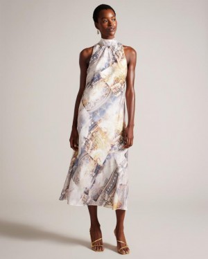 Sukienka Damskie Ted Baker Sleeveless Midi Slip Białe Polska | PL-TUQKC1460
