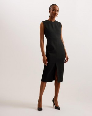 Sukienka Damskie Ted Baker Tailored Midi With Front Split Czarne Polska | PL-SNLTJ3821