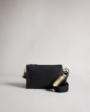 Torba Crossbody Damskie Ted Baker Branded Webbing Czarne Polska | PL-BEXMJ9708
