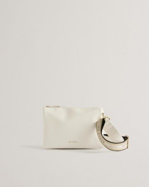 Torba Crossbody Damskie Ted Baker Branded Webbing Białe Polska | PL-WAJQI5691