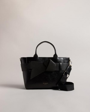 Torba Crossbody Damskie Ted Baker Faux Leather Bow Czarne Polska | PL-LMHBW0168