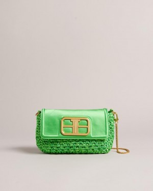 Torba Crossbody Damskie Ted Baker Satin Crochet Zielone Polska | PL-XVZKU5713
