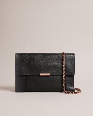 Torba Crossbody Damskie Ted Baker Unlined Soft Leather Czarne Polska | PL-OKZPD3140