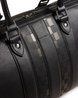 Torby Męskie Ted Baker House Check PU Holdall Czarne Polska | PL-NDIZF7140