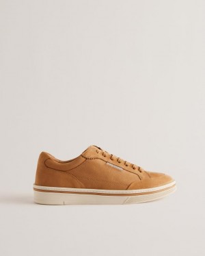 Trampki Męskie Ted Baker Leather Contrast Detail Court Brązowe Polska | PL-WSVHO0596