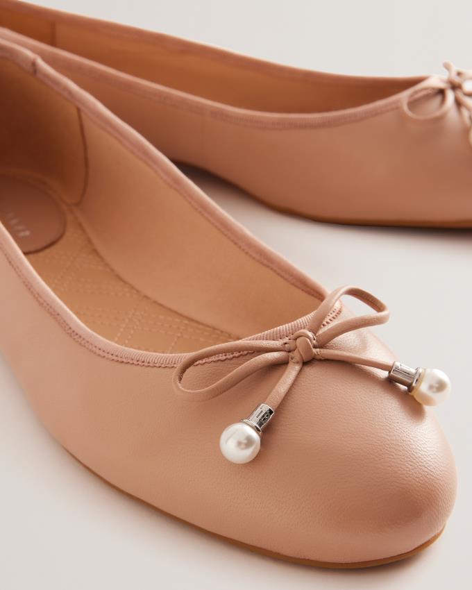 Baleriny Damskie Ted Baker Bow Detail Leather Różowe Polska | PL-RDNTY1256