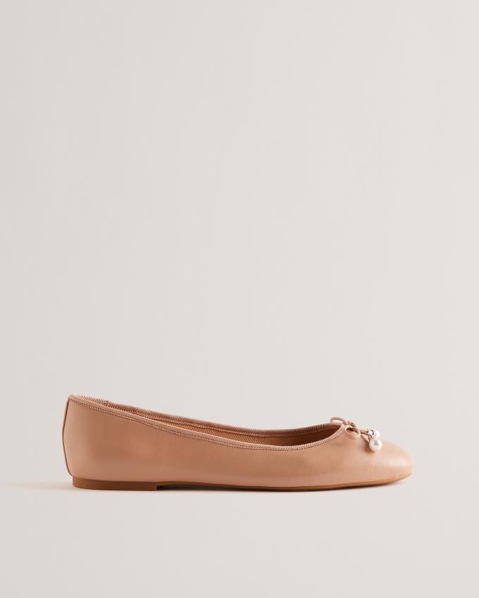 Baleriny Damskie Ted Baker Bow Detail Leather Różowe Polska | PL-RDNTY1256