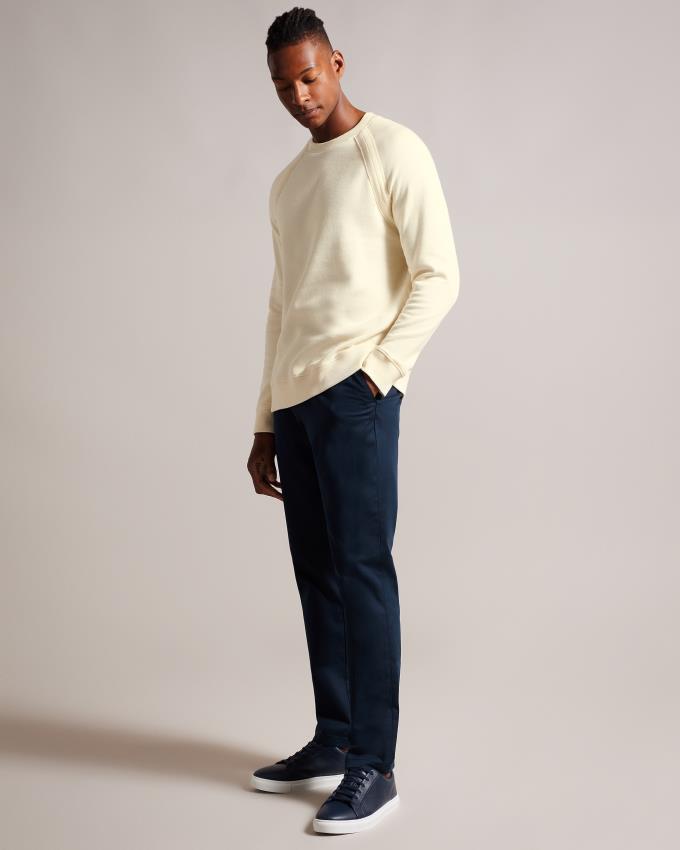 Bluza Męskie Ted Baker Long Sleeve Raglan Detail Kremowe Polska | PL-WYUVE7083