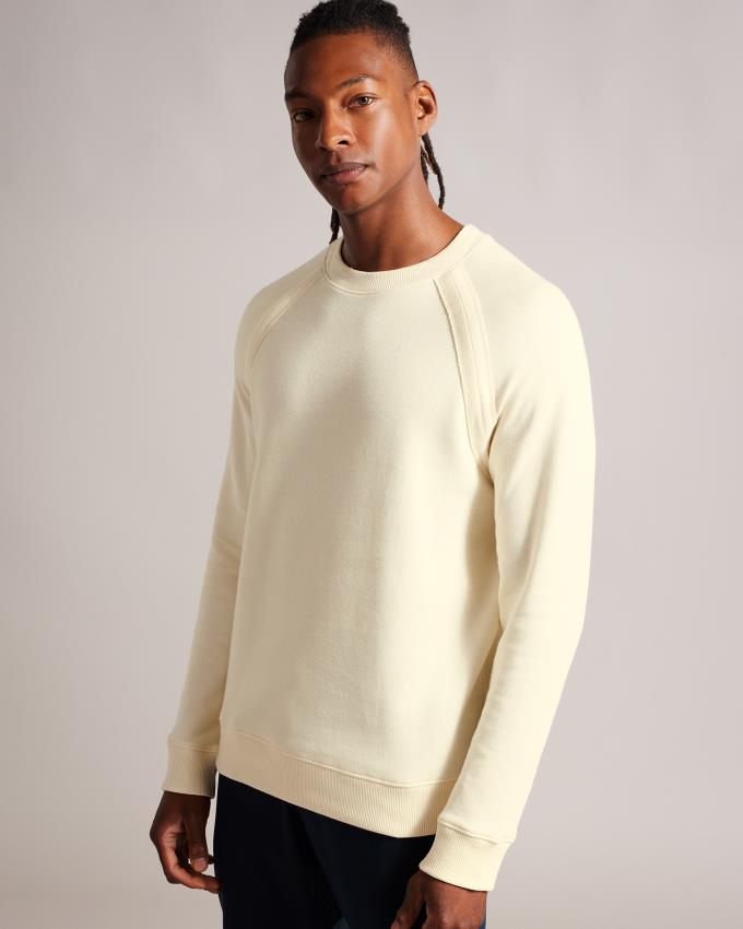 Bluza Męskie Ted Baker Long Sleeve Raglan Detail Kremowe Polska | PL-WYUVE7083