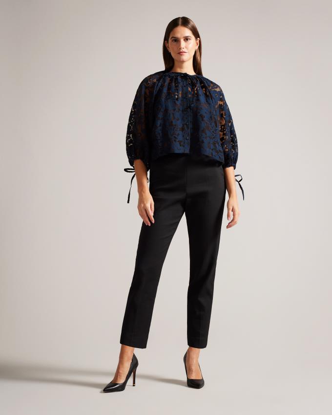 Bluzka Damskie Ted Baker Puff Sleeve With Detail Ciemny Niebieskie Polska | PL-IHLMU3854