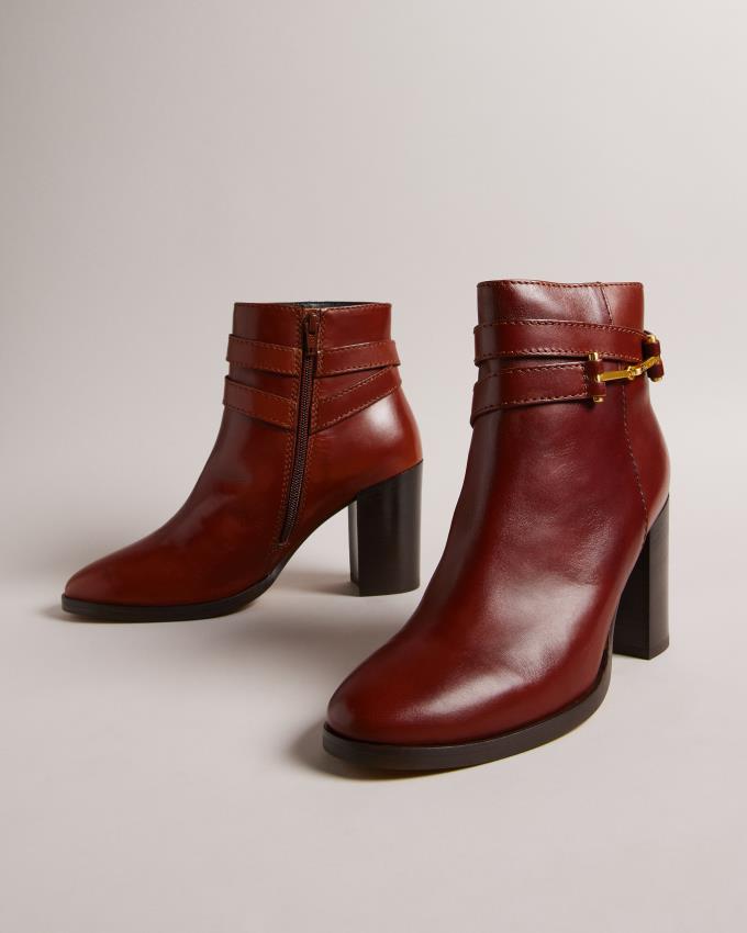 Botki Damskie Ted Baker T Hinge Leather Brązowe Polska | PL-DGQSB8573